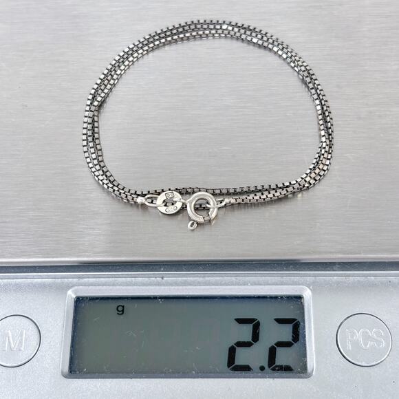 Box Link Chain Necklace | Vintage Sterling Silver 925 | 16" - Picture 4 of 4